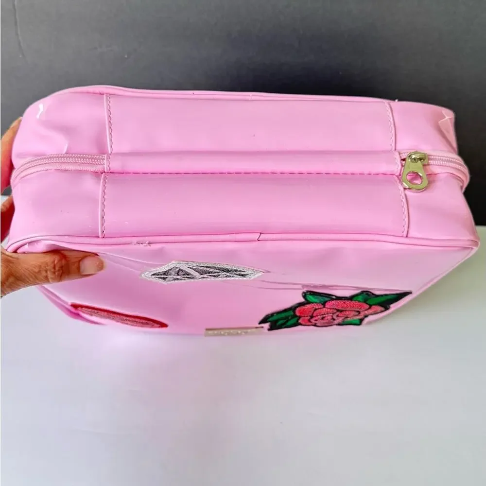 Pink Travel Organizer Case Embellished with Handles Women's Bag